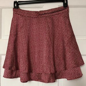 red mini skirt, silky